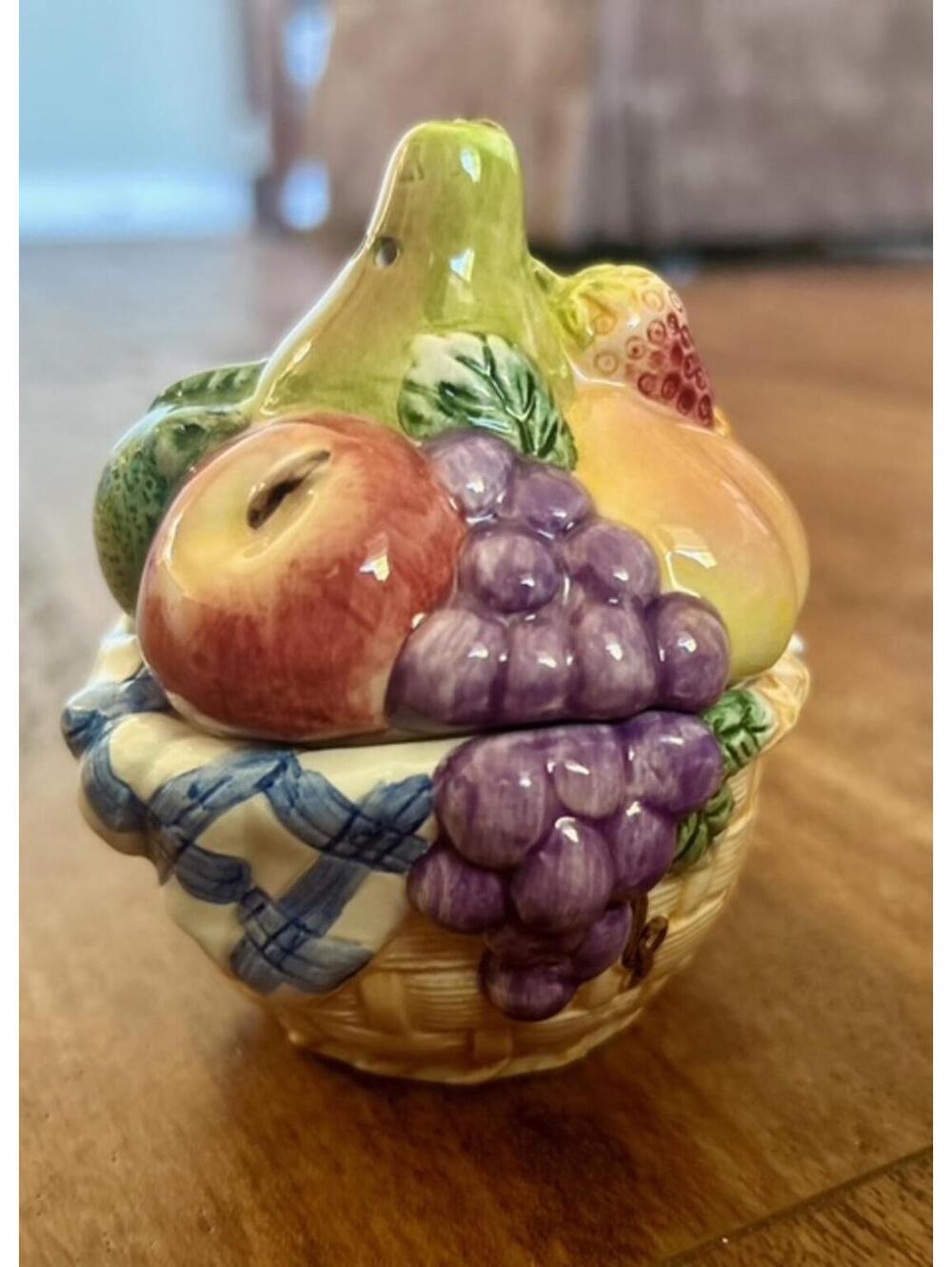 Vintage Ceramic Fruit Basket Salt and Pepper Shakers